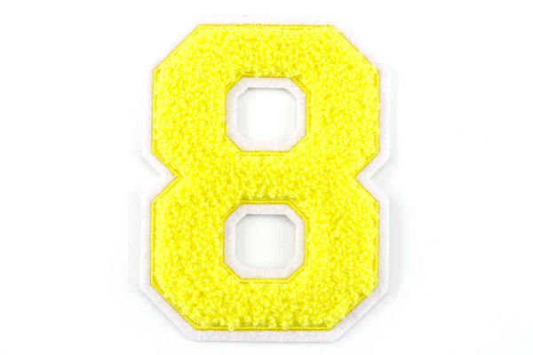 Frottee Zahl 0-9 | Gelb, Weiß | 9,5 cm hoch | Varsity Number 8