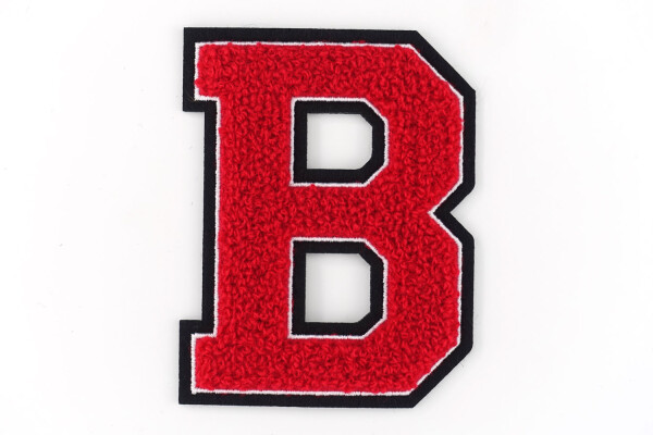 Frottee Buchstabe | Rot, Weiß, Schwarz | 9,5 cm hoch | Aufnäher Patch B