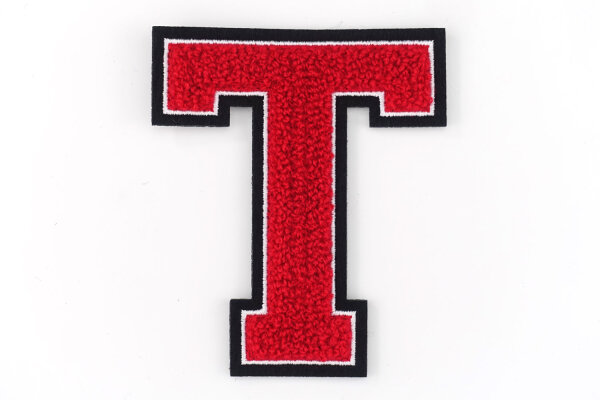 Frottee Buchstabe | Rot, Weiß, Schwarz | 9,5 cm hoch | Aufnäher Patch T