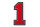 Frottee Aufnäher Zahl 0-9 | Rot, Weiß, Schwarz | 9,5 cm hoch | Varsity Number 1