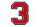 Frottee Aufnäher Zahl 0-9 | Rot, Weiß, Schwarz | 9,5 cm hoch | Varsity Number 3