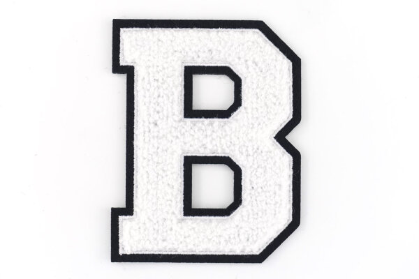 Frottee Buchstabe A-Z | Weiß, Schwarz | 9,5 cm hoch | Aufnäher Patch B