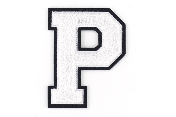 Frottee Buchstabe A-Z | Weiß, Schwarz | 9,5 cm hoch | Aufnäher Patch P