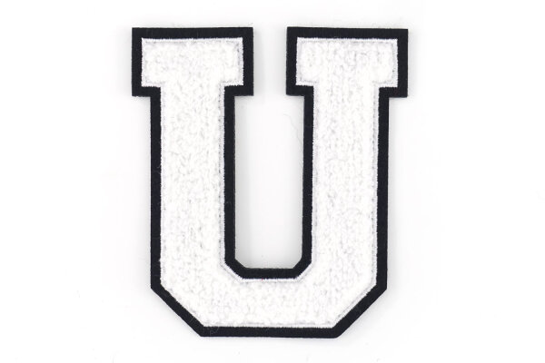Frottee Buchstabe A-Z | Weiß, Schwarz | 9,5 cm hoch | Aufnäher Patch U