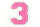 Frottee Aufnäher Zahl 0-9 | Rosa, Pink, Weiß | 9,5 cm hoch | Varsity Number 3