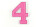 Frottee Aufnäher Zahl 0-9 | Rosa, Pink, Weiß | 9,5 cm hoch | Varsity Number 4