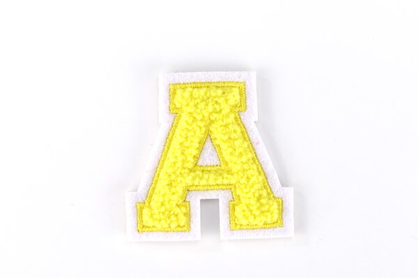 Buchstaben Aufnäher klein 4,2 cm hoch | Gelb, Weiß | A