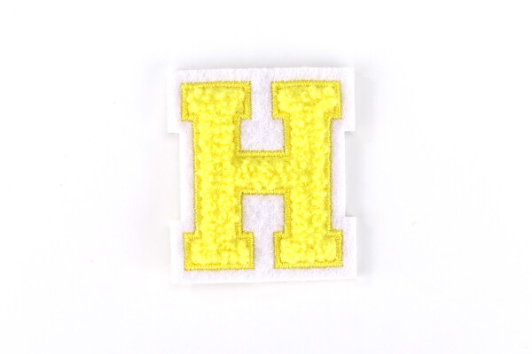 Buchstaben Aufnäher klein 4,2 cm hoch | Gelb, Weiß | H