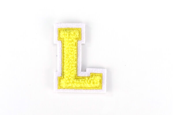 Buchstaben Aufnäher klein 4,2 cm hoch | Gelb, Weiß | L