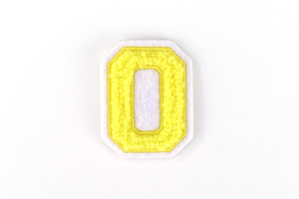 Buchstaben Aufnäher klein 4,2 cm hoch | Gelb, Weiß | O