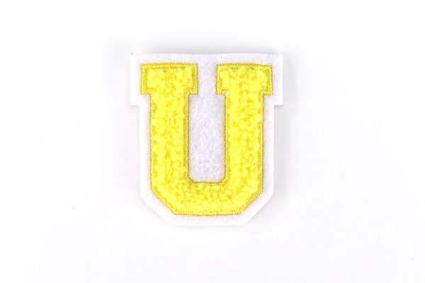 Buchstaben Aufnäher klein 4,2 cm hoch | Gelb, Weiß | U
