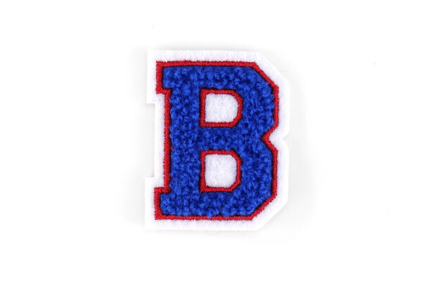 Kleine Frottee-Aufnäher | Buchstabe 4,2 cm hoch | Blau, Rot, Weiß | B