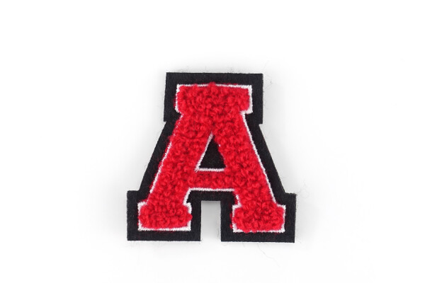Kleiner Buchstaben Aufnäher 4,2 cm hoch | Rot, Weiß, Schwarz | A