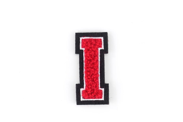 Kleiner Buchstaben Aufnäher 4,2 cm hoch | Rot, Weiß, Schwarz | I