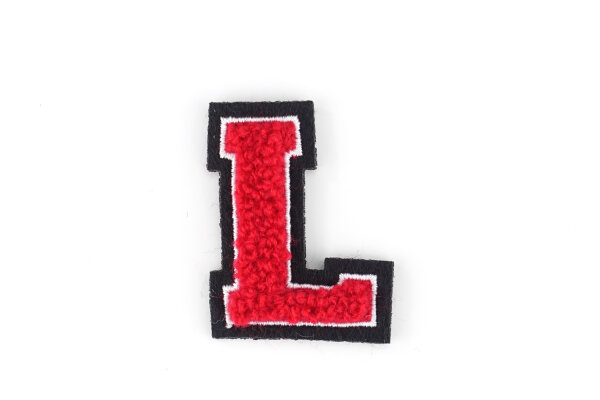 Kleiner Buchstaben Aufnäher 4,2 cm hoch | Rot, Weiß, Schwarz | L