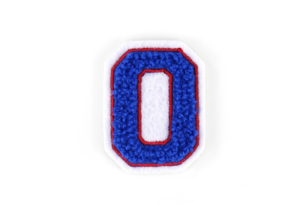 Kleine Frottee-Aufnäher | Zahl 4,2 cm hoch | Blau, Rot, Weiß | 0
