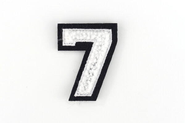 Kleine Aufnäher Zahl 4,2 cm hoch | Frottee Weiß, Schwarz | 7