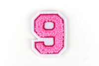 Kleine Aufnäher Zahl 4,2 cm hoch | Frottee Rosa,...